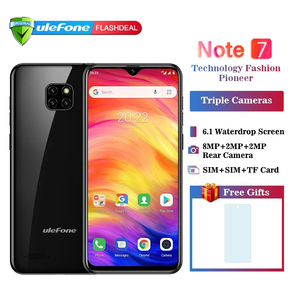 Ulefone Note 7 смартфон с 6 1 дюймовым дисплеем четырёхъядерным процессором MT6580A ОЗУ ГБ