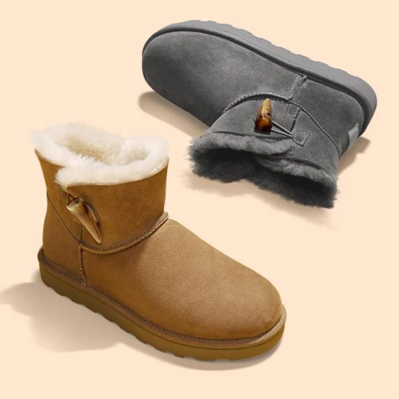 Xiaomi mijia/зимние сапоги из овечьей кожи с одной роговой пряжкой; повседневные ботинки на меху; зимняя обувь высокого качества; женские ботинки с амортизацией и нескользящей подошвой