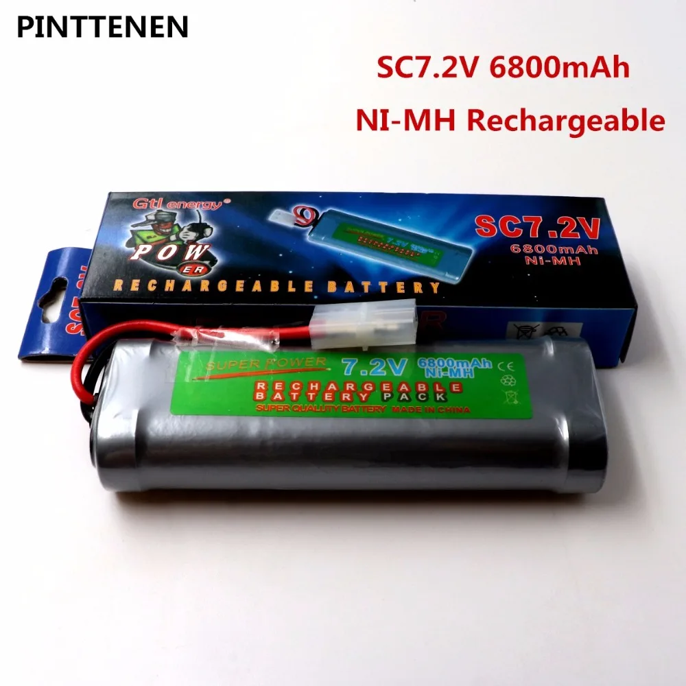 

New 6800mAh 7.2v NiMh RC Toy Battery Flat Racing car replacement battery for RC Airplane Helicopter Boat ,With Tamiya Connectors