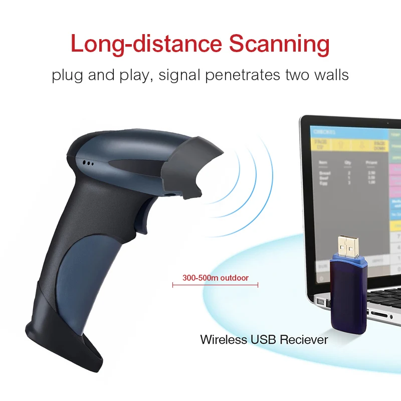 

NETUM Wireless Barcode scanner portable laser Scanner M2 32bit High scaned speed Cordless POS USB reader mobile payment