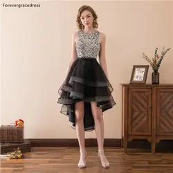 Forevergracedress черный Выпускные платья 2019 Сексуальная Высокая Низкая бисер официальная Вечеринка платья для женщин платья большого размера