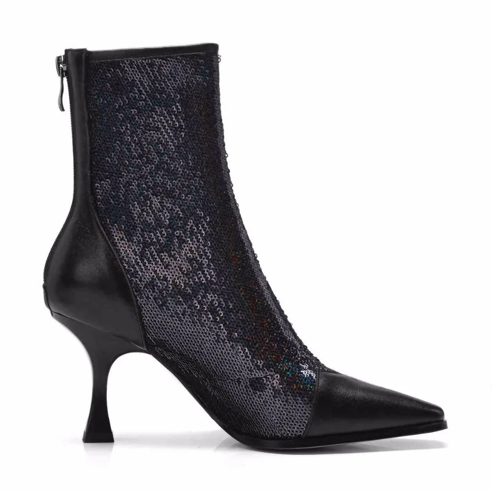 Gratuite Mi Patchwork Étrange Populaire mollet Livraison L68 Cuir Taille Carré Lenkisen Haute blanc Bout Naturel Grande Zipper À Noir En Talons Femmes Bottes wzqngT