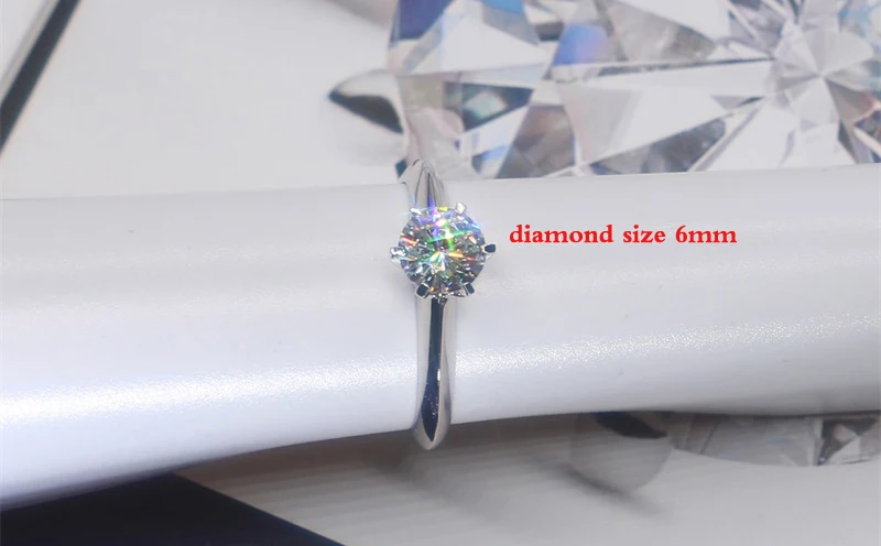 Lose Money 99% OFF! Fine Jewelry Original Natural 925 Silver Rings Solitaire 6mm 1ct Sona CZ Stone Wedding Rings For Women RL003
