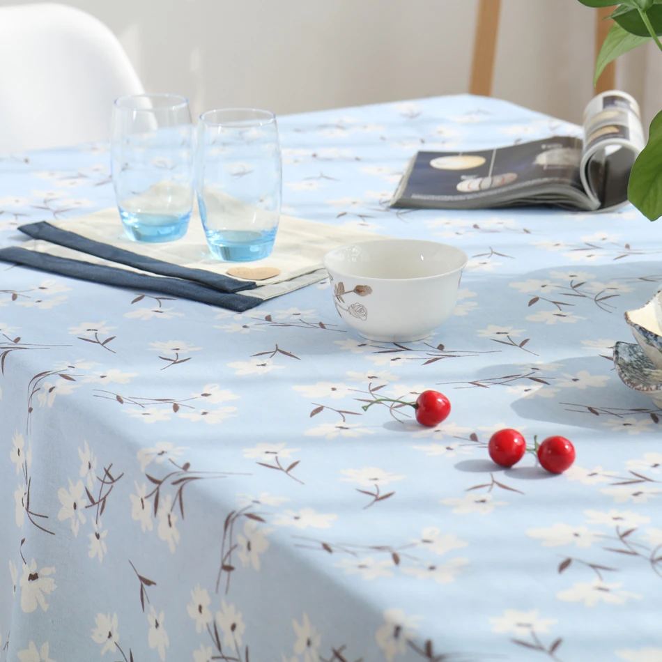 

Plain cotton flower fabric table cloth simple modern living room pastoral Nordic rectangular tablecloths