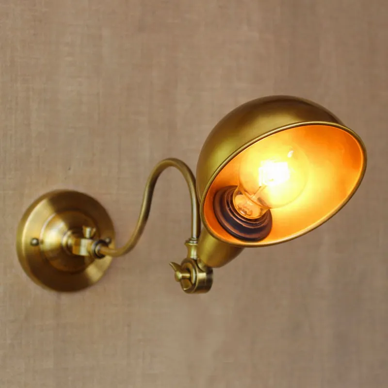 new design classical antique gold adjustable wall lamp with long swing arm for workroom bedside bedroom illumination sconce