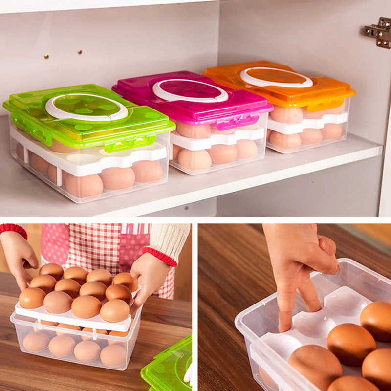 

24 Grid Egg Storage Box Portable Convenient Food Container Large Capacity Durable Crisper Egg Storage Organizer Kitchen Tool 29