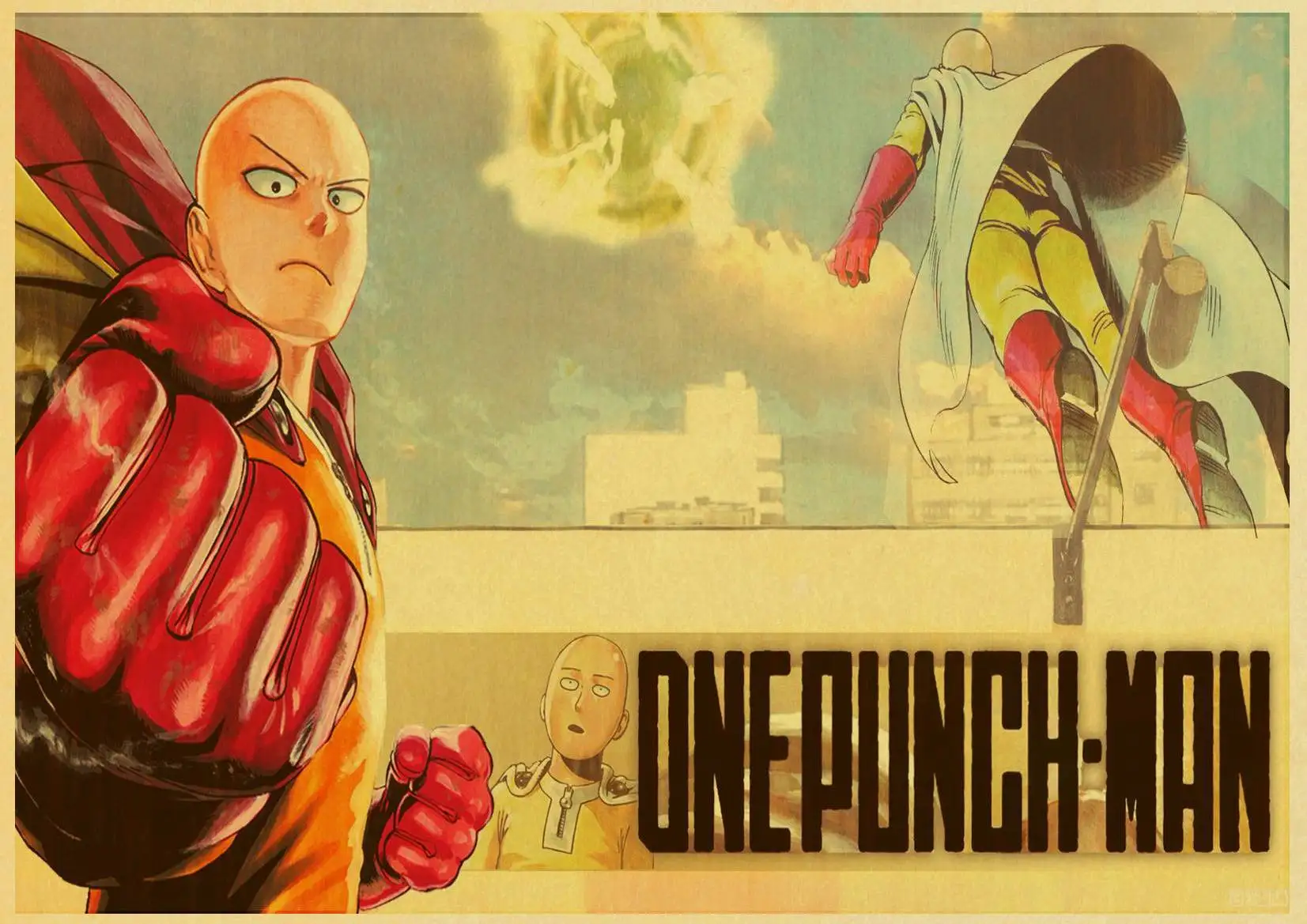 Японское аниме One Punch Man плакат ретро плакат наклейки на стену винтажные плакаты принты для бара и домашнего декора