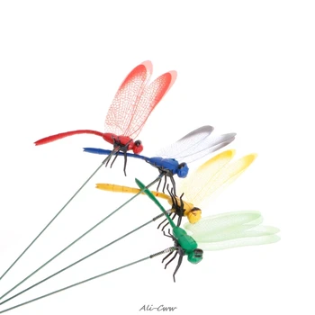 

Colorful Fairy Dragonfly On Stick Ornament Home Garden Vase Lawn Art Craft Decor