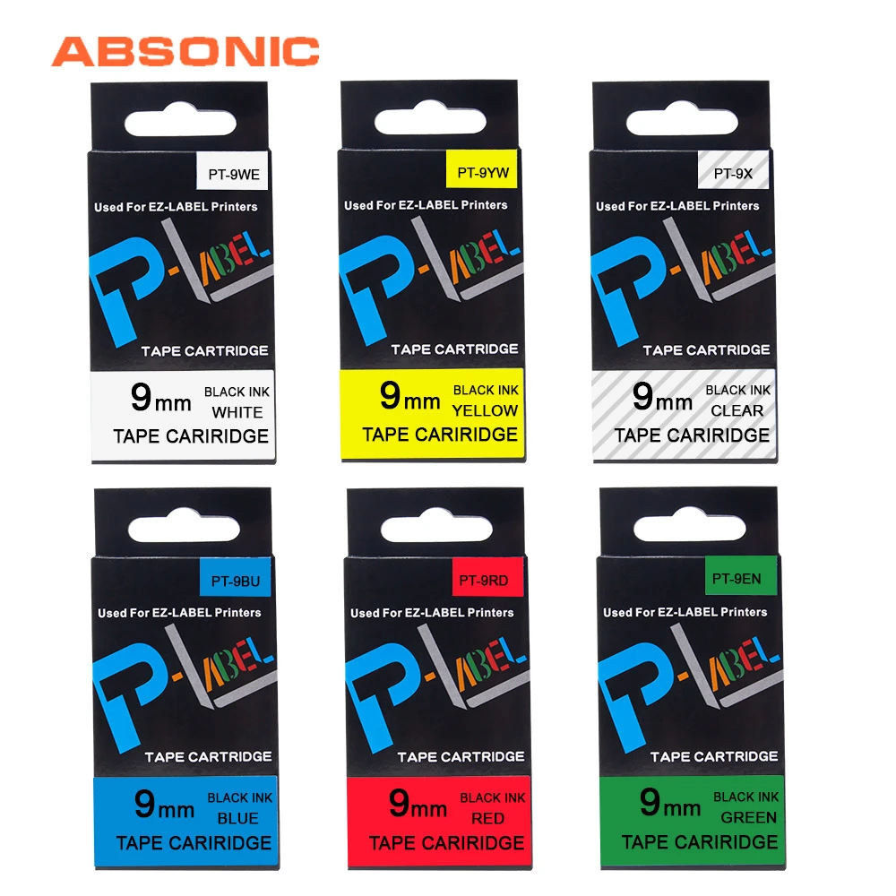 Absonic 9mm Xr 9we Black On White Tape Untuk Casio Label Maker Ez Label Xr 9x Xr 9ax Pita Printer Kl 60 Kl 100 Kl 120 Kl 750 - Casio ez label printer kl 750