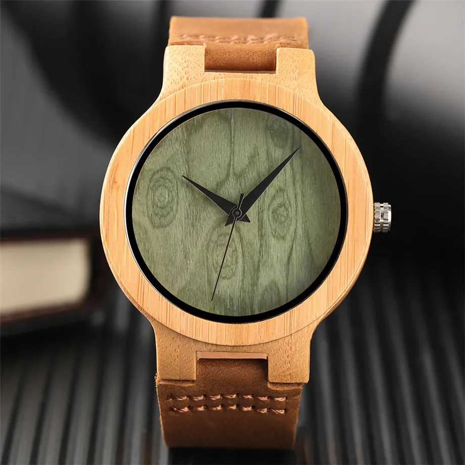 Nature Wood Watches for Men Women Bangle Bamboo Quartz Watch Man's Woman's Wristwatches Genuine Leather Strap Pattern relogio  (8)