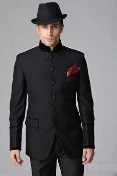 

Six Buttons Groom Tuxedos Black Mens Suits Wedding Best Man (Jacket+Pants)