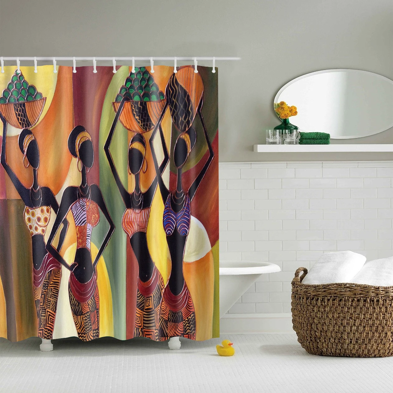 Oil painting print Shower Curtain Long 180x200cm Waterproof polyester blackout 3D print Bath curtain for bathroom curtain