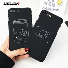 USLION Cartoon Wishing Bottle Planet Moon Phone Case For iPhone 7 6 6s 8 Plus X 5 5S SE Starry Sky Hard PC Cases Back Cover Capa