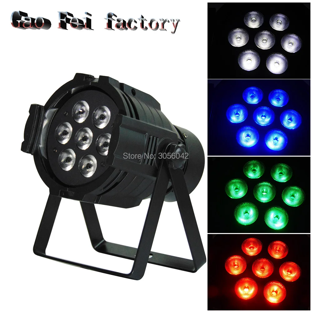 

Cast aluminum 7x12W LED Flat Par RGBW Quad No Noise 8 Channels Disco Paty