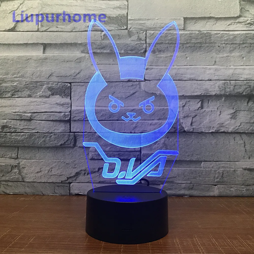3D led light Cartoon cute rabbit children bedroom Colorful Change Party Decor EU Plug night light Christmas Gifts