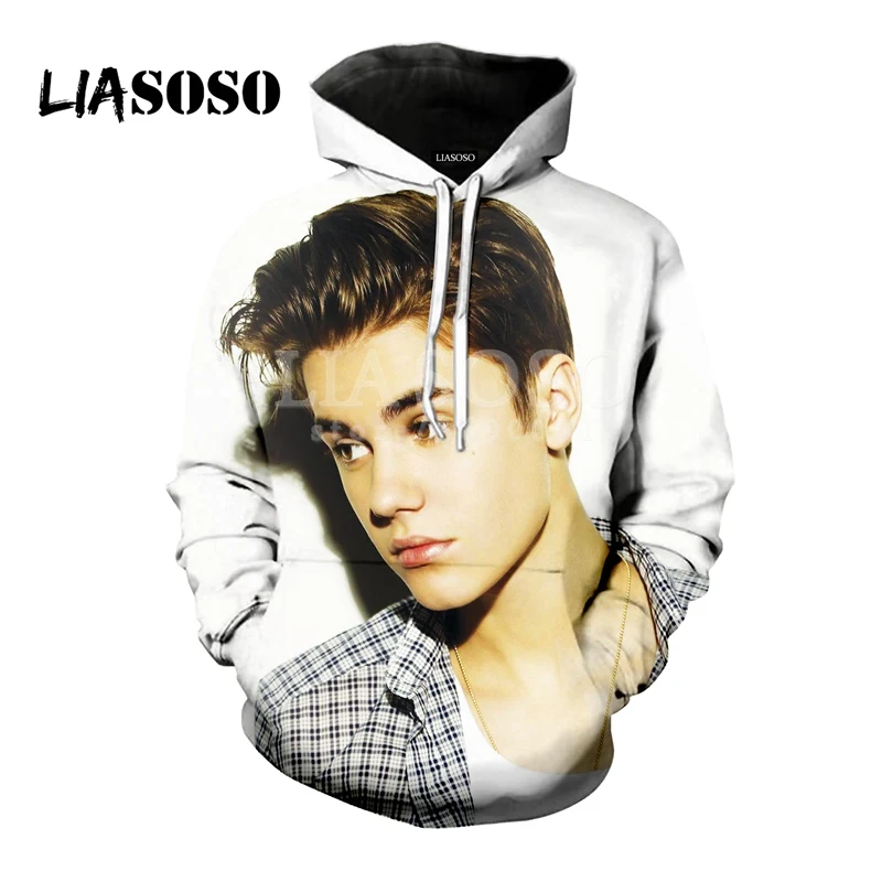 LIASOSO 2018 New Fashion Justin Bieber J.B 3D Print Women Men Hooded Hoodies Sweatshirts Pullover Harajuku Hip Hop Hoodies X0634