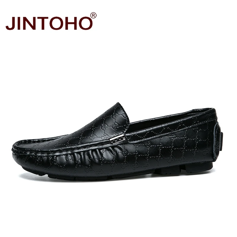 JINTOHO/мужские кожаные лоферы большого размера; Брендовые повседневные мужские водонепроницаемые мокасины; кожаная мужская обувь; модная обувь на плоской подошве для мужчин; дешевые Мокасины