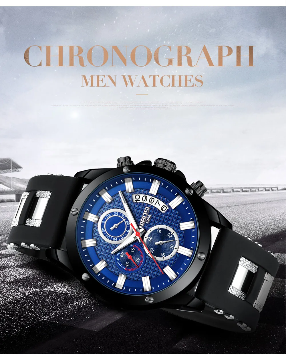 NIBOSI Sport Watch Waterproof Chronograph Men Watches Military Army 2018 Luxury Brand Silicone Black Analog Clock Men Auto Date  (10)