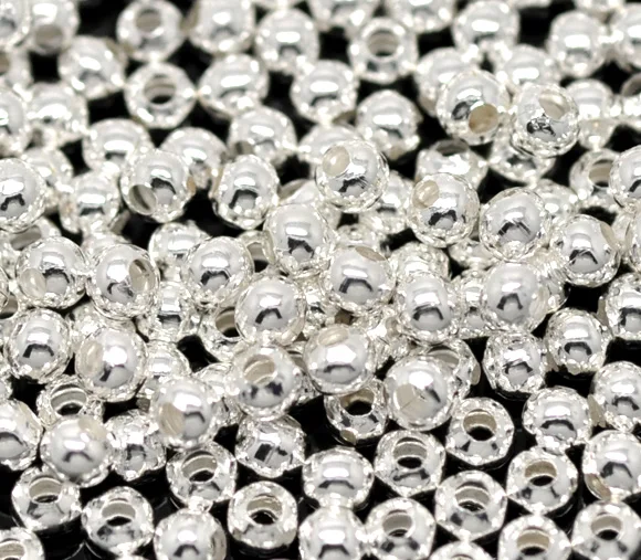 

DoreenBeads Alloy Spacer Beads Ball Silver color About 3.0mm( 1/8") Dia, Hole:Approx 1.0mm, 250 PCs 2015 new