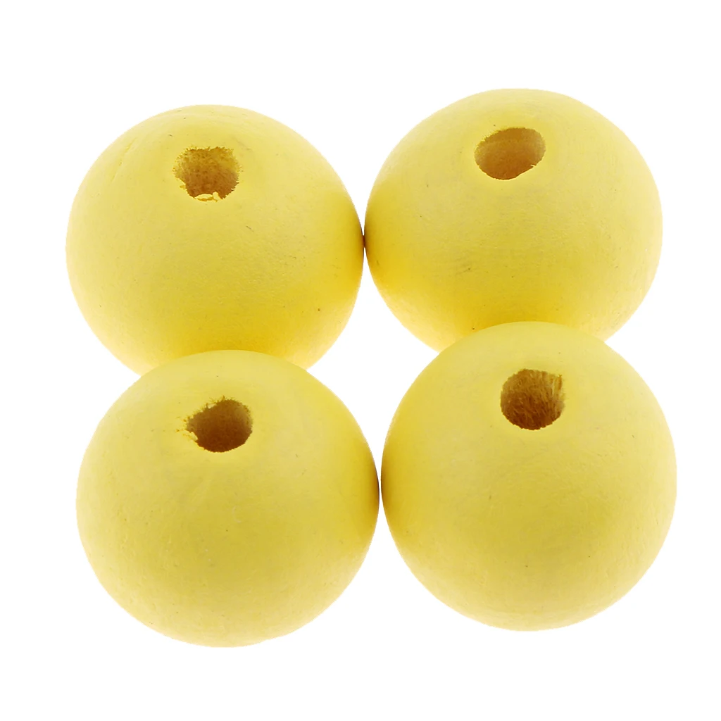 30 Pieces Dyed Color Natural Wood Spacer Loose Beads Necklace Bracelet Charms Findings 20mm
