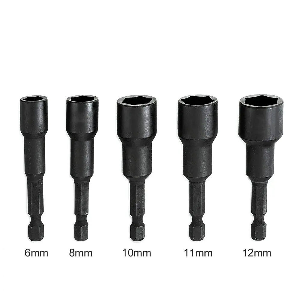 

New Impact Magnetic Nut Driver Set Impact Grade Nut Setter 65mm 1/4" Hex Shank Metric Socket Wrench Screw