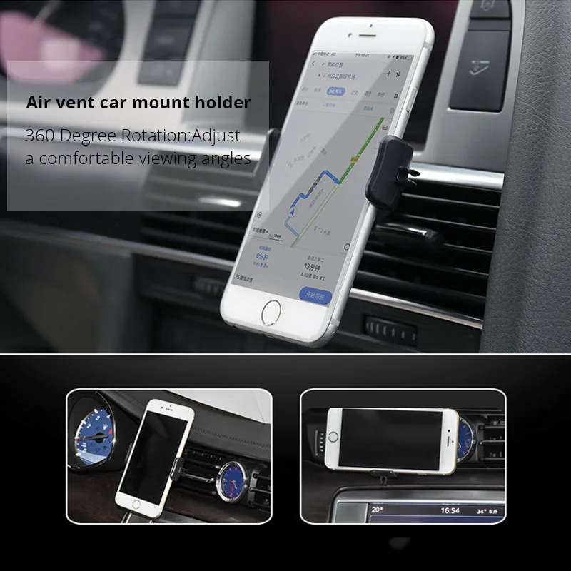 3,5 до 6 дюймов Автомобильный держатель для мобильного телефона для iPhone 8X7 мини держатель на вентиляционное отверстие стенд вращение на 360 Автомобильный держатель для телефона в автомобиле