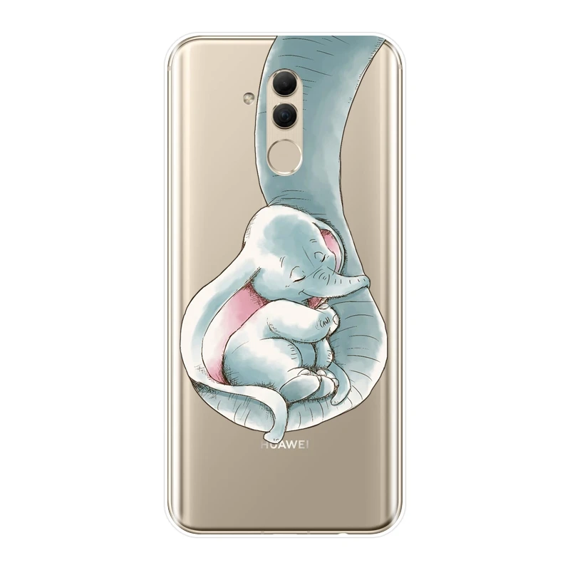 Чехол для телефона Huawei Mate 9 10 20 Lite мягкий силиконовый чехол со слоном и цветком