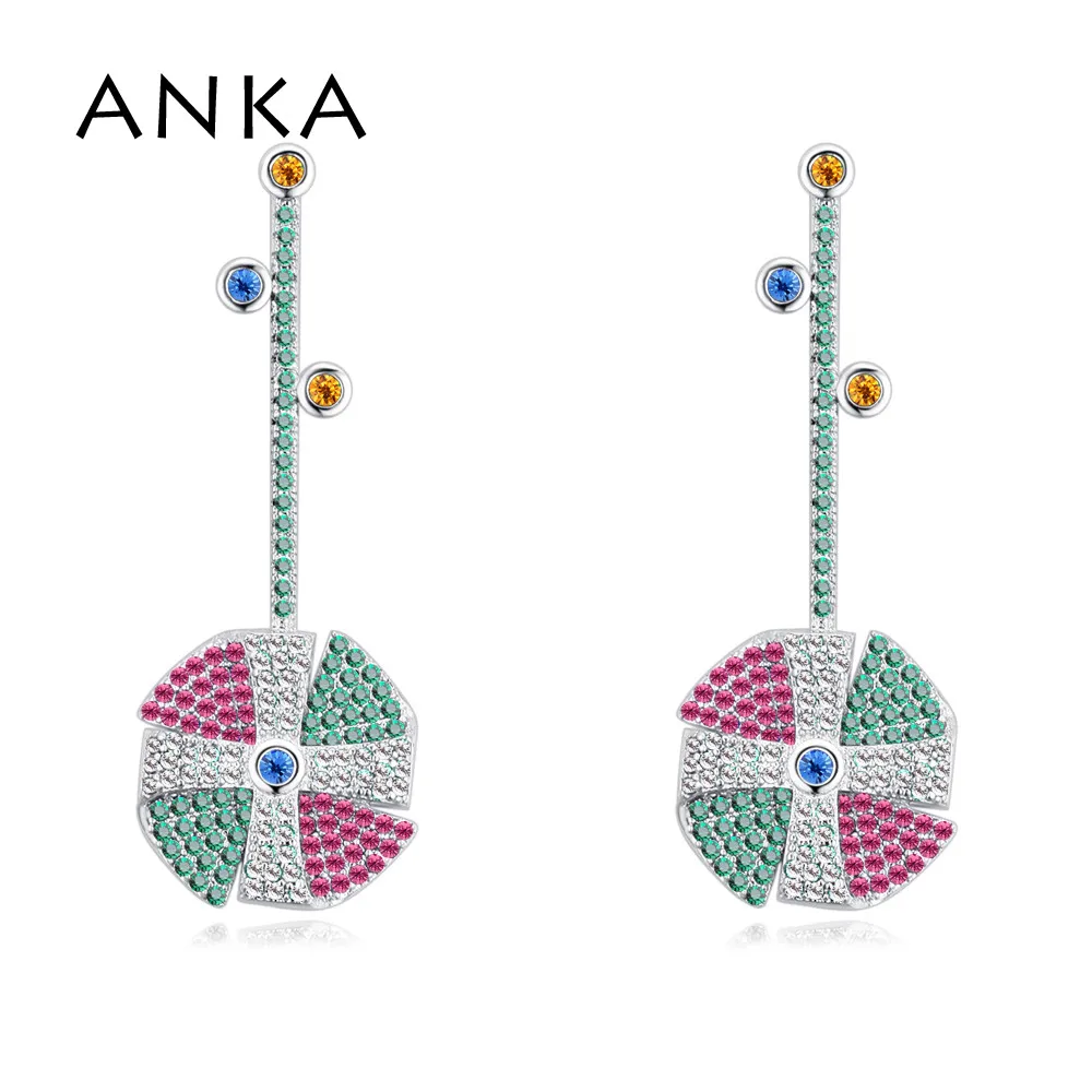 

ANKA Copper Rhodium Color For Women Guitar Shape Earrings Colorful AAA Cubic Zirconia Jewelry Lover's Engagement Jewelry #130270