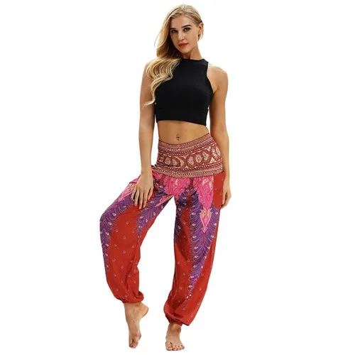 Raisvern женские свободные тайские шаровары, Boho Festival Hippy Aladdin Smock, брюки с высокой талией, Pantalon Femme, повседневные шаровары - Цвет: D101601