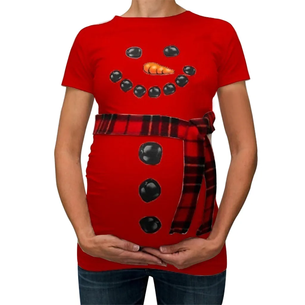 ARLONEET, Рождественская блузка для беременных и мам, топы, футболки с рисунком снеговика, футболки для беременных, топы, одежда CS25