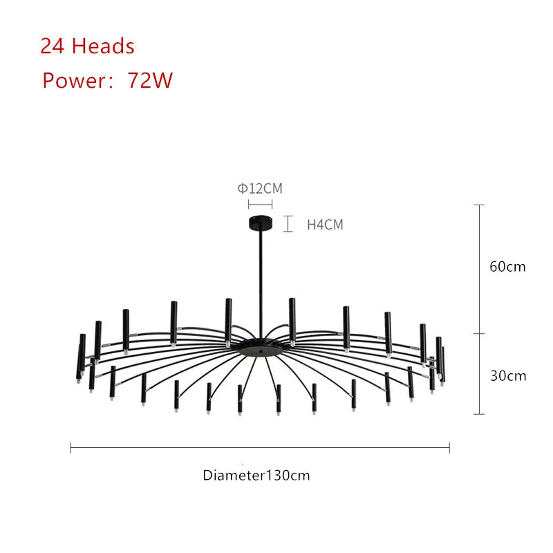 Дизайнерский художественный светодиодный светильник для гостиной, спальни, ресторана, светодиодный подвесной светильник, светильник для фойе, подвесной светильник для дома - Цвет абажура: B-24 Heads-Dia 130cm
