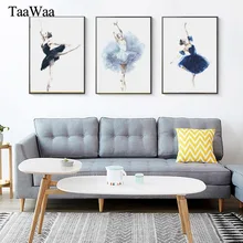TAAWAA Wall Art Canvas Poster Print Abstract Nordic Watercolor Painting Ballerina Ballet Girls Picture for Living Room Decor