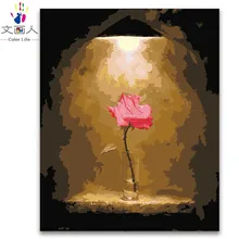 Роза Ваза Цветок под светом diy Цифровая Роза живопись по номерам на холсте картина Искусство Классическая комната Настенный декор с рамкой