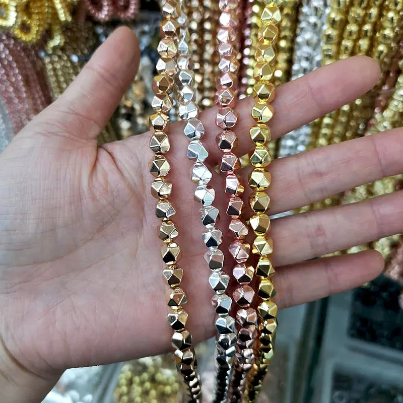 

1 strand/pack Gold/Rose Gold/Silver Plated Hematite Faced Cut Loose Beads 8mm DIY Accessories for Jewelry Making CPHB1031