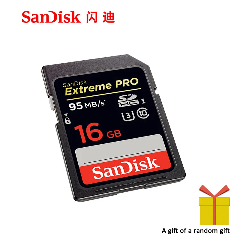 Двойной флеш-накопитель SanDisk Extreme PRO SDHC и SDXC UHS-I 32 Гб 64 Гб 128 высокое Скорость слот для карт памяти C10 U3 V30 SD Камера Class 10 95 МБ/с - Емкость: 16 ГБ