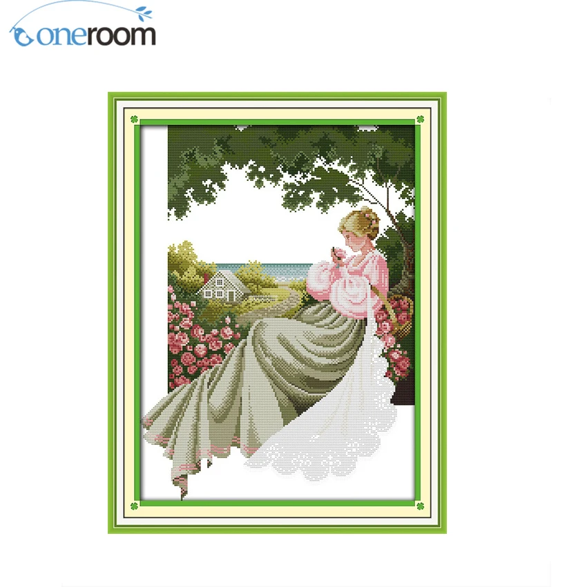 

oneroom A Rose Garden Patterns Counted Cross Stitch 11CT Printed 14CT Cross Stitch Sets Chinese Cross-stitch Kits Embroidery