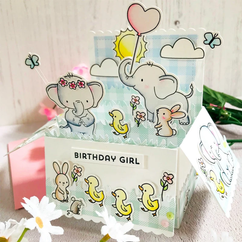 

Cute Heart Elephant Rabbit Transparent Clear Silicone Stamp/Seal for DIY Scrapbooking/Photo Album Decorative Card Making Stamp