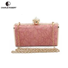 Элегантные Роскошные сферические рамки Кружева Цветы платье женщины леди женская вечерняя сумочка с блестками цепи сумки через плечо