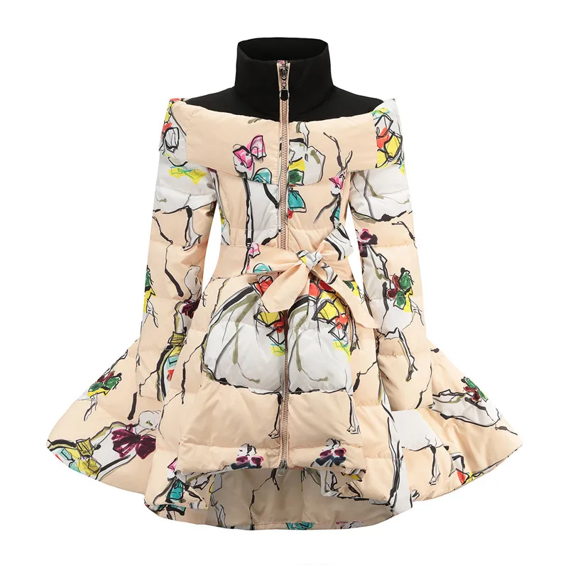 

2018 Autumn Winter Girls Down Cotton Coats Children Clothing Princess Girls Dress Overcoats Baby Kids Print Jackets Clothes G85