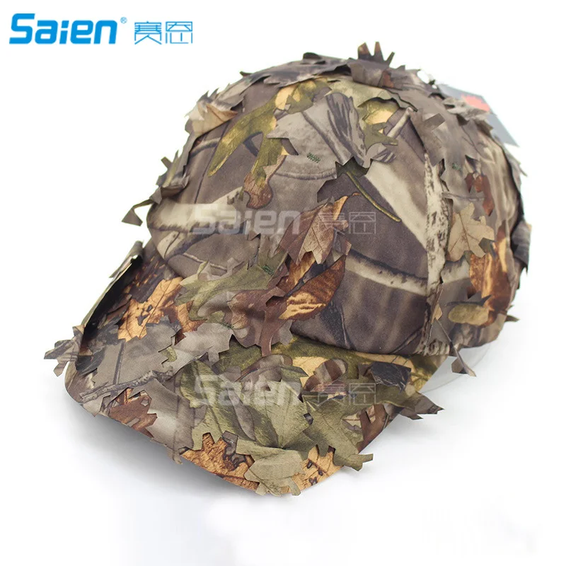 Military Hats for Men Waterproof 3D Leaves Camo Tactical Cap Bucket Hats for Hunting Fishing Sunshade Army War Games