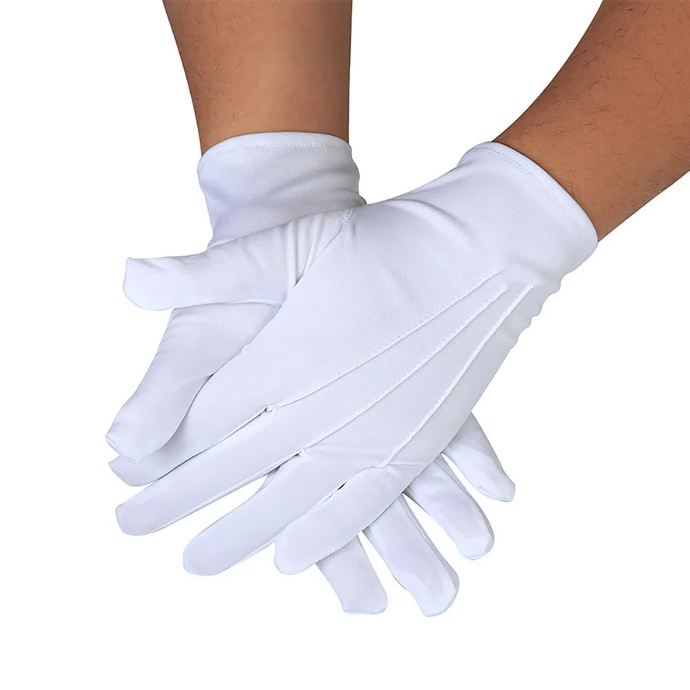 

White Gloves Hands Protector Formal Magician Labor Insurance Etiquette Reception Full Finger Drivers Honor Guard Catering Parade