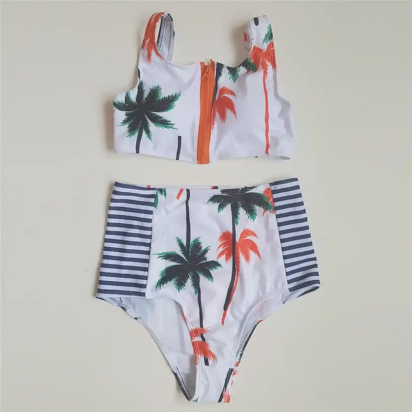 palm random print bikini set