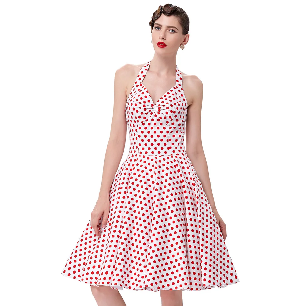 Buy Cheap Summer Women Dress 2016 Polka Dots Print Casual Vstidos Sleeveless Vintage 50s 60s Dresses Swing Pinup Rockabilly Dress Cheap