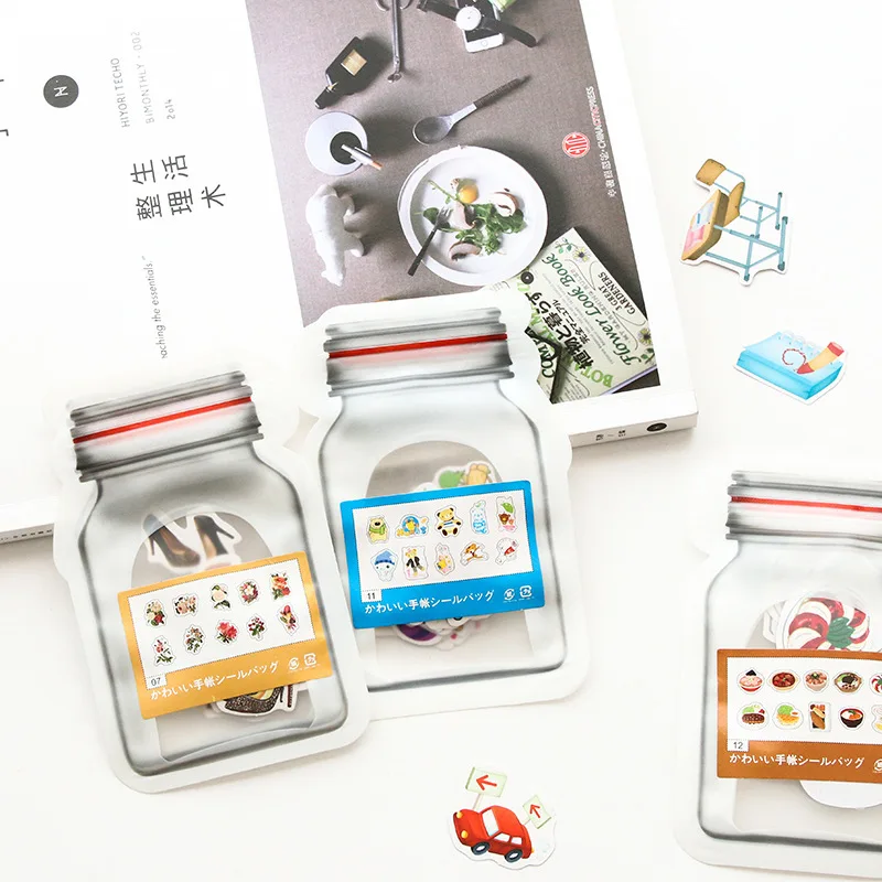 

Japanese creative transparent bottle PVC flat sticker 50pcs package DIY Diary album decoration Pocket stickers children sticky