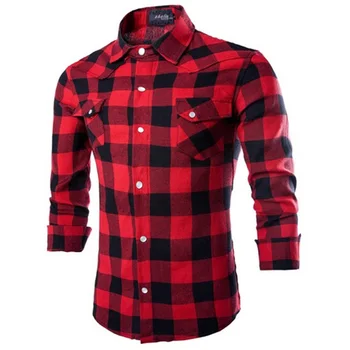

Zogaa Plaid Shirts Men New 2019 Autumn Casual Long-sleeved Man Dress Shirts Men's Business Shirt Slim Colored Grid Shirt