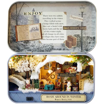 

Furniture DIY Doll House Wodden Miniatura Doll Houses Furniture Kit box puzzle Assemble Dollhouse Toys For Children gift Q006