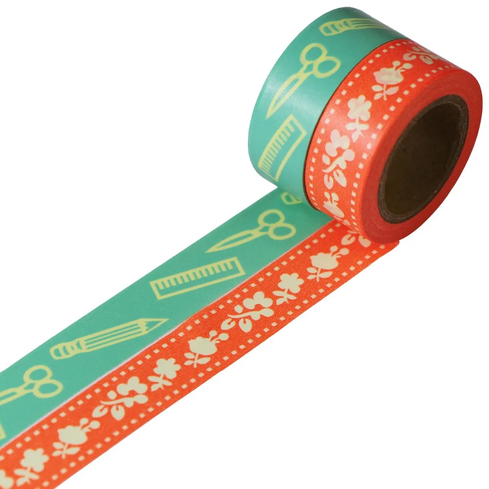 2 Rolls Washi Tape Set Paper Masking Tapes Label Adhesive Tape DIY
