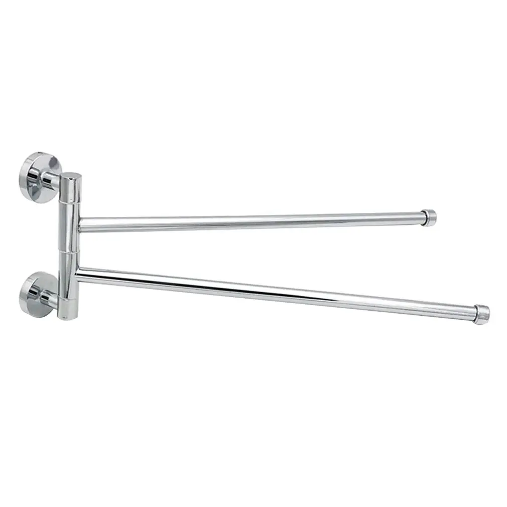 

360 Degree Stainless Steel Towel Rack BATHROOM TOWEL HOLDER Towel Rack Shelf Storage Hanger Swivel Bar 2 Rod