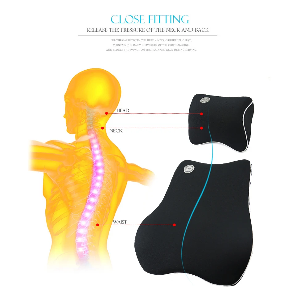 Car Seat Head Neck Rest Massage Memory Foam Cushion Support Headrest Pillow Car Seat Cover 6 Colors Universal Car Styling