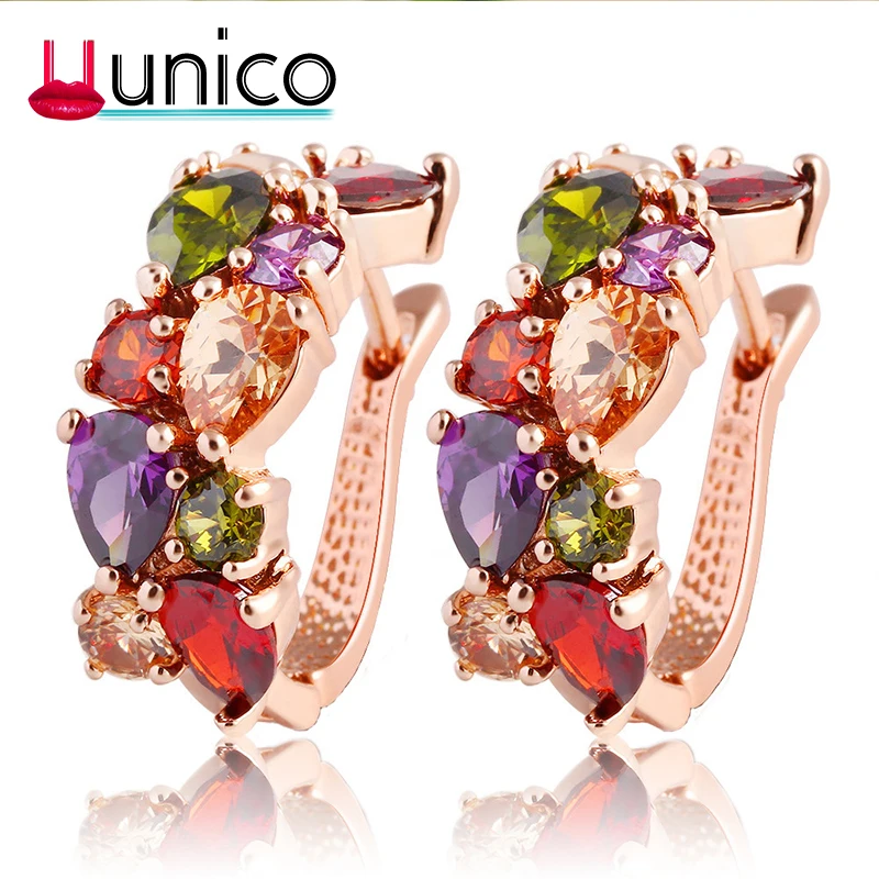 

Europe and America Hot Monalisa Crystal Zircon Buckle Fashion Rose Gold Earrings Zircon Ear Jewelry Jewelry Valentine's Day Gift